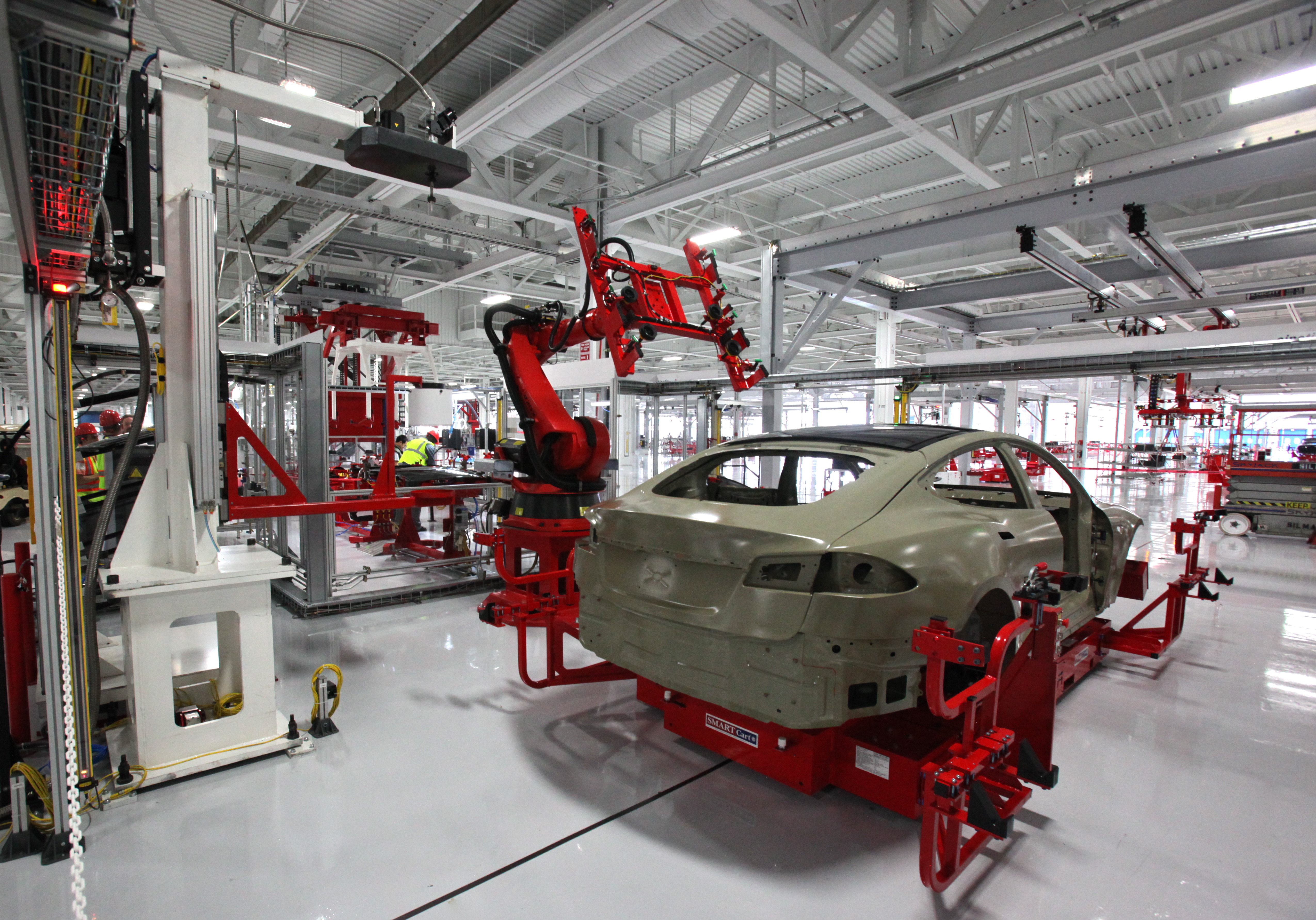 Robots at Tesla auto factory