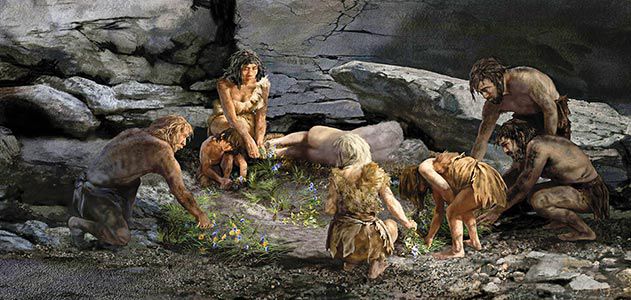 smithsonian mag neanderthal-burial-scene-Shanidar-cave