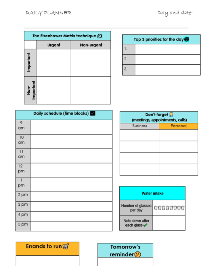 2022 daily planner template