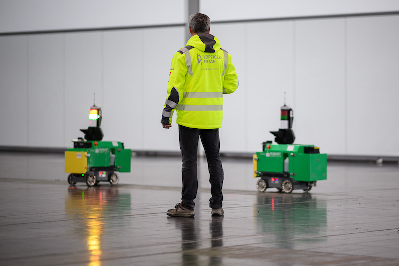 August Robotics machines helping with floor marking at Leipzig Messe